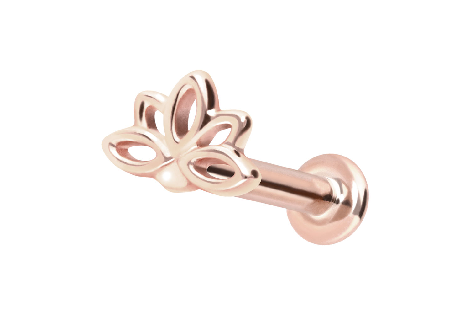 14 Karat Gold Labret Piercing mit Push Fit LOTUSBLÜTE